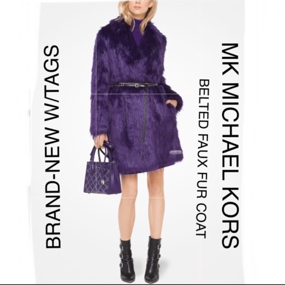 MICHAEL KORS MK BELTED FAUX-FUR COAT XX-Small $450